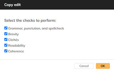 The dialog of the Copy edit option
