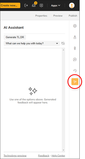 The icon for opening the AI Assistant panel