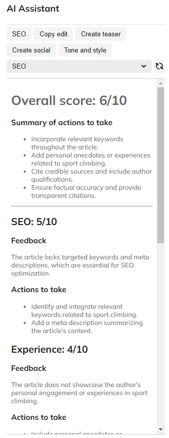 An example of the SEO option