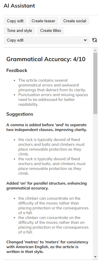 An example of the Copy edit option