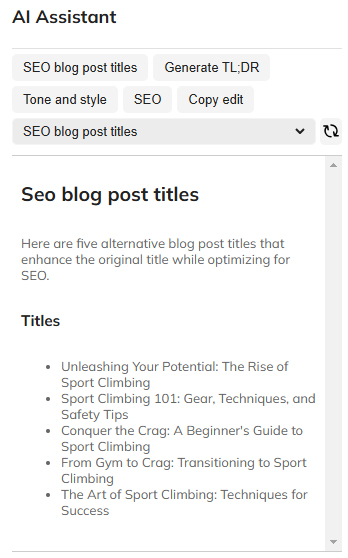 An example of the SEO blog post titles option
