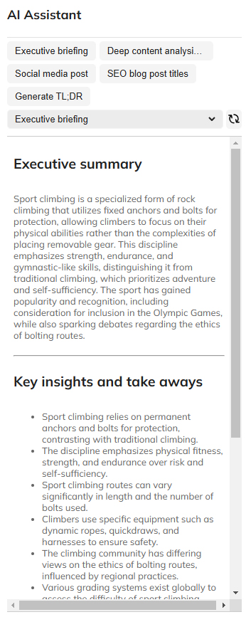 An example of the Executive briefing option