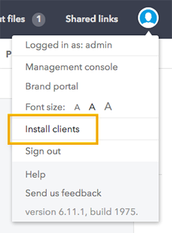 The Install Clients option in the menu