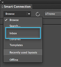 The Inbox option in the Search menu of the Smart Connection panel