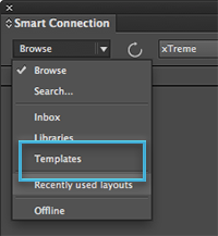 The Templates option in the Search menu of the Smart Connection panel