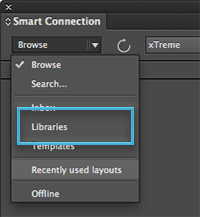 The Libraries option in the Search menu of the Smart Connection panel