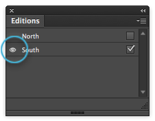 The eye icon in the Editions panel