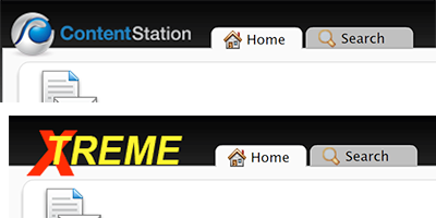 The Content Station logo replaced by a custom logo