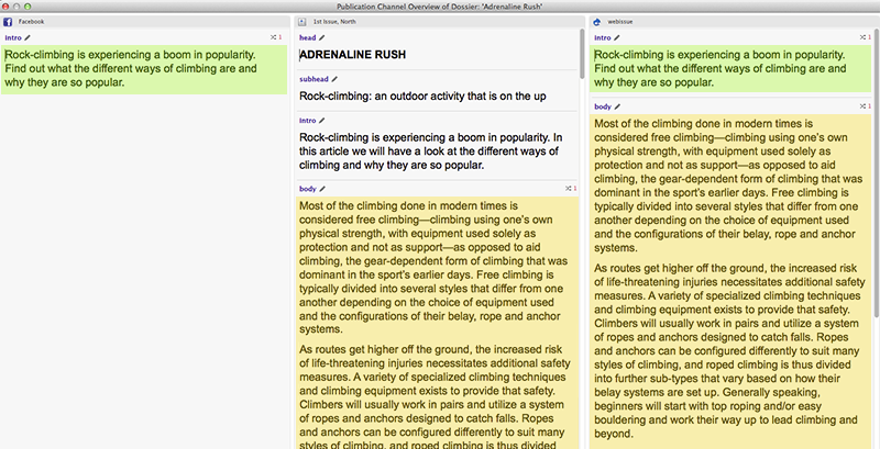 Showing re-used article components