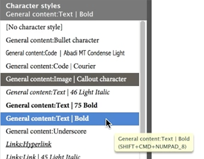 indesign style shortcuts on mac keyboard