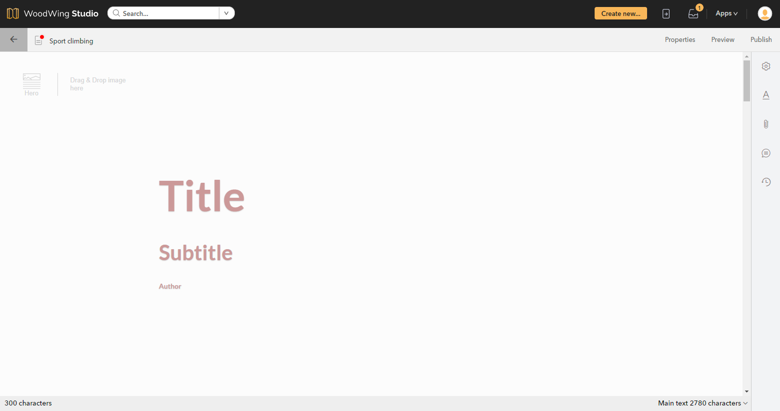 An empty Hero component