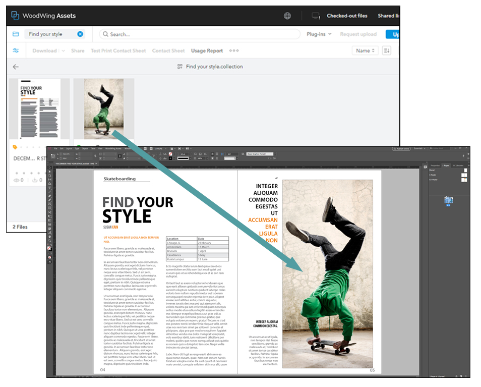 Placing a file from Assets into InDesign