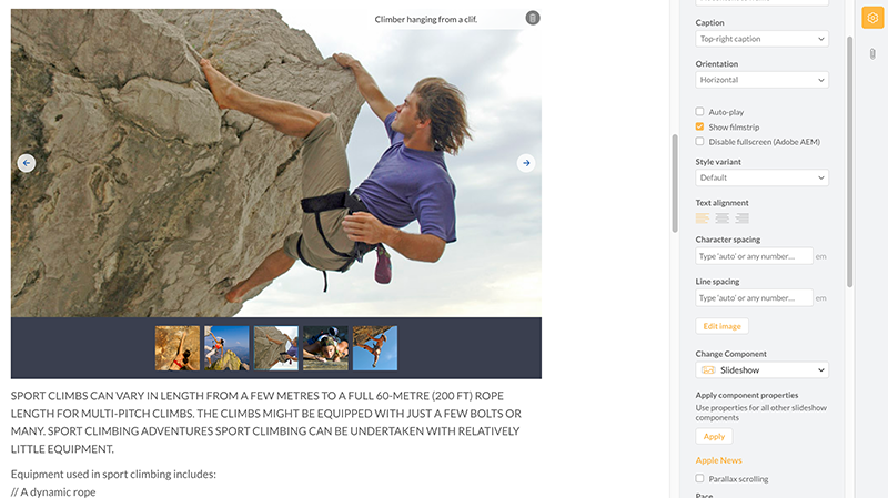 A filled slideshow component