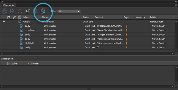 The Check Out All Articles button in the Elements panel