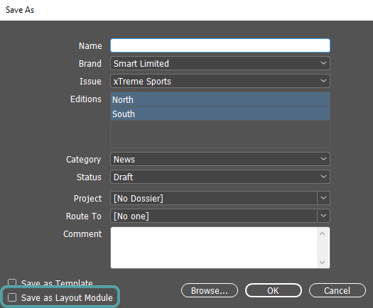 The Save As Layout Module option