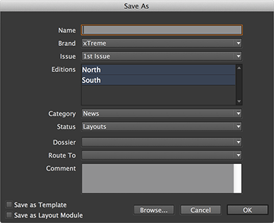 The Save As dialog box for a layout