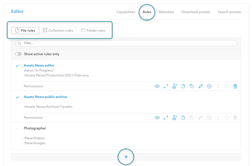 Creating a rule in Assets Server 6.63 or higher