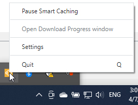 The Desktop app menu.