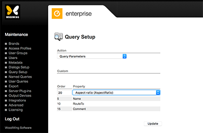 The default fields on the Query Setup page