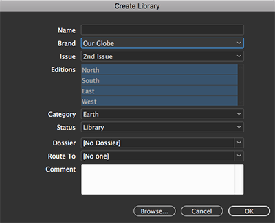 The Create Library dialog for Smart Connection