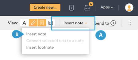 Inserting a note in Content Station 11.44
