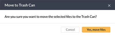 Confirmation message for moving a file to the Trash Can