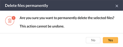 Confirm to permanently delete files