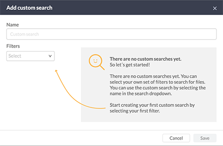 No custom searches yet message