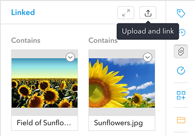 Uploading a file through the Linked panel
