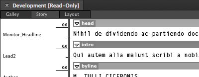 An InCopy article opened as read-only