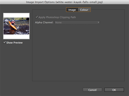Import options for images