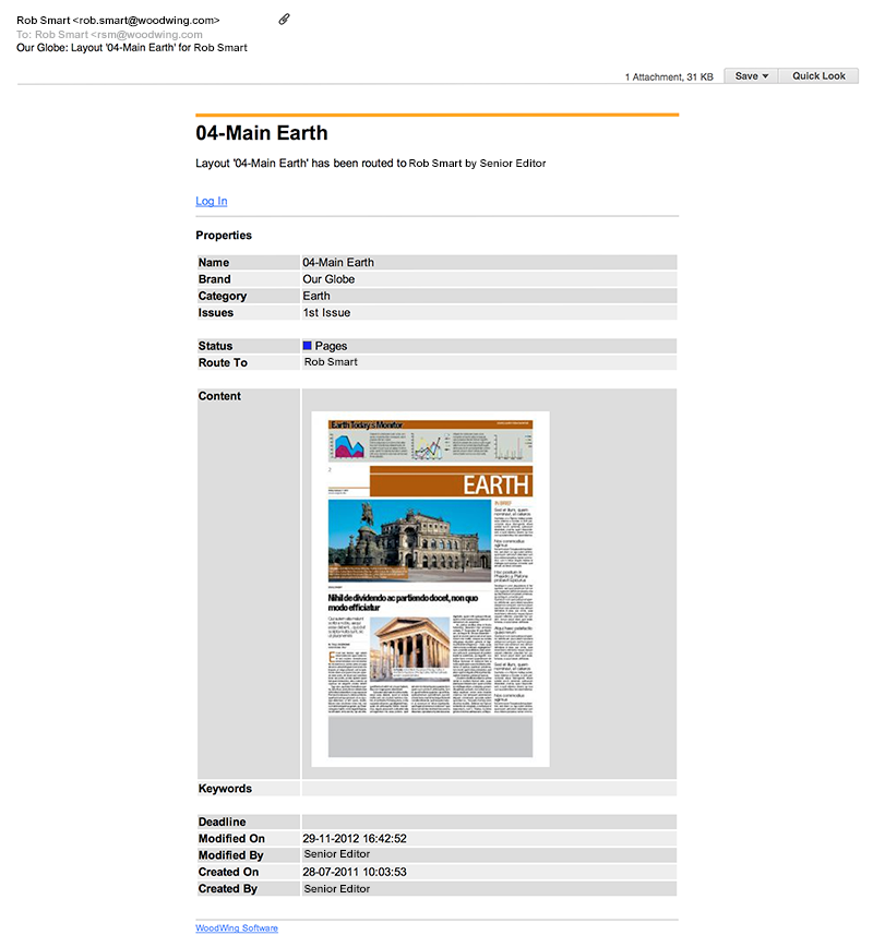 Example of a standard email