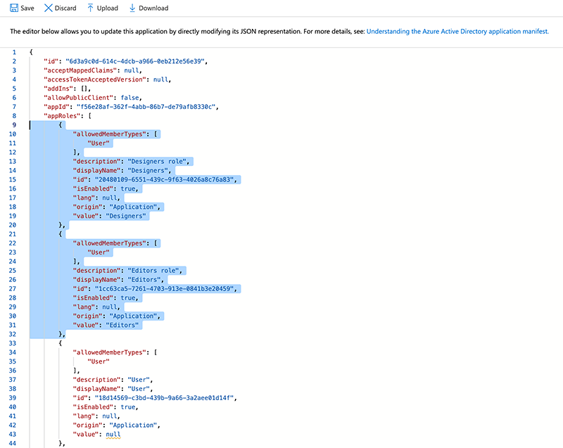 JSON added to the manifest.