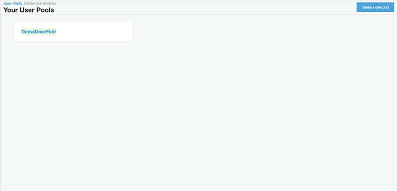 The User Pool page
