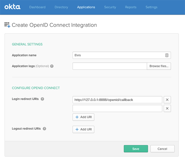 Setting the application name and login redirect URI