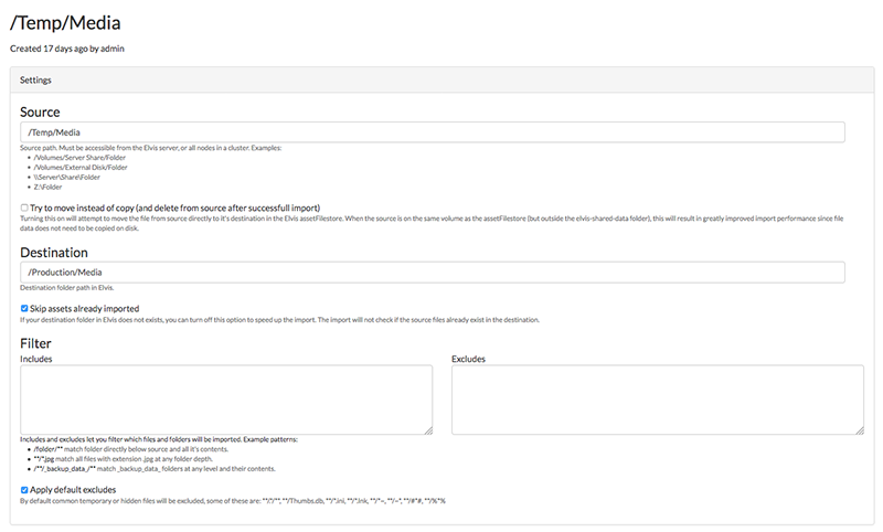 Configuring the Import tool