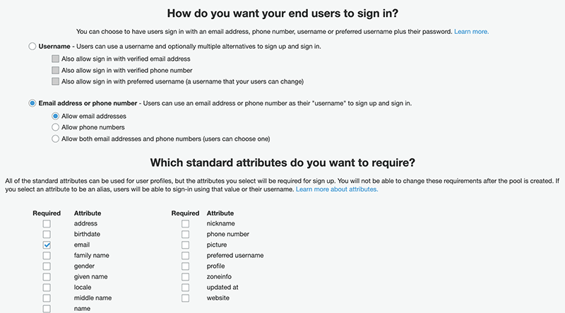 The attributes page.