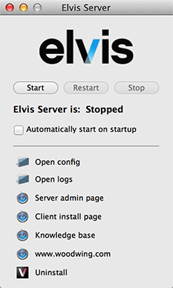 The panel for Elvis DAM 5 Server