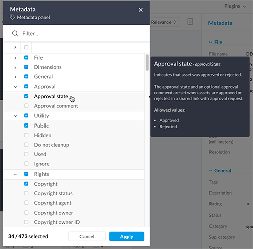 Viewing the metadata description