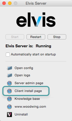 Accessing the client install page from the server panel
