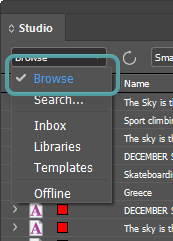 The Browse option in the Search menu