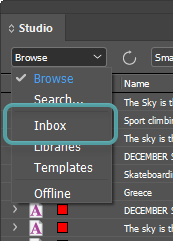The Inbox option in the Search menu.