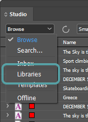 The Libraries option in the Search menu.