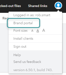 The Brand portal option in the Avatar menu.