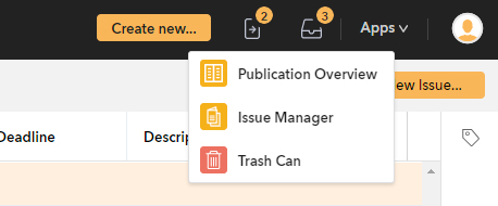 The Issue Manager option in the Apps menu