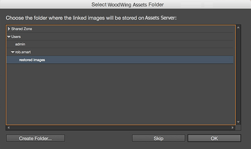 Choosing the folder for storing the images