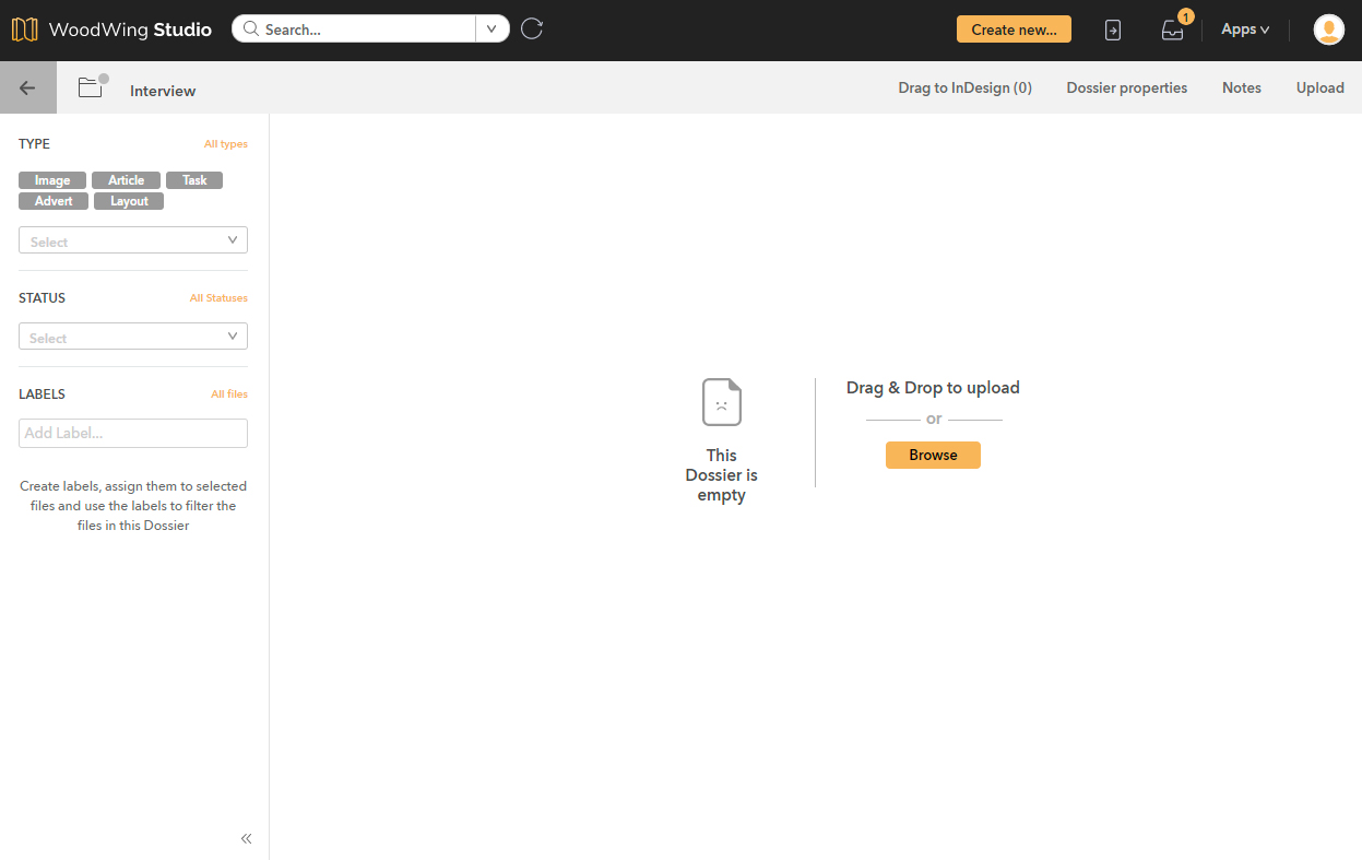 A newly created Dossier