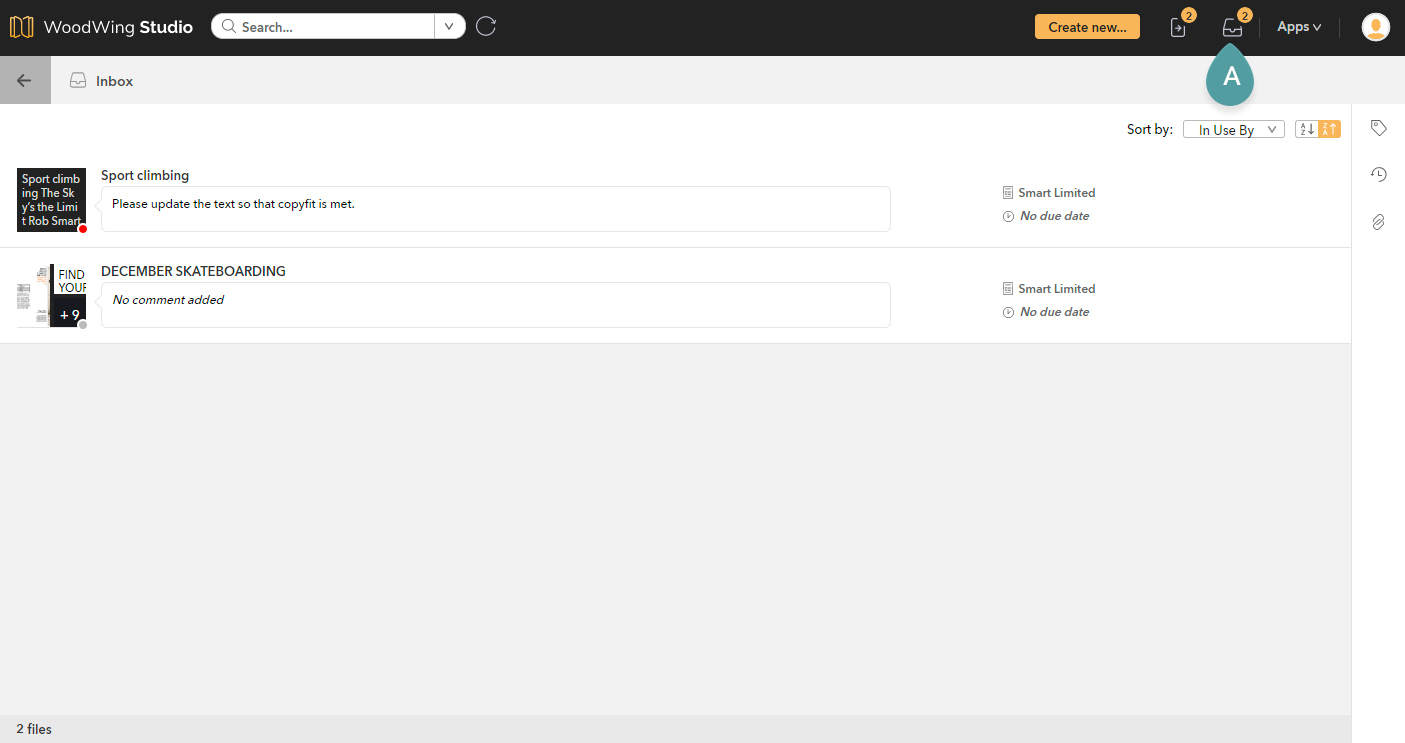 Files routed to you are shown in the Inbox