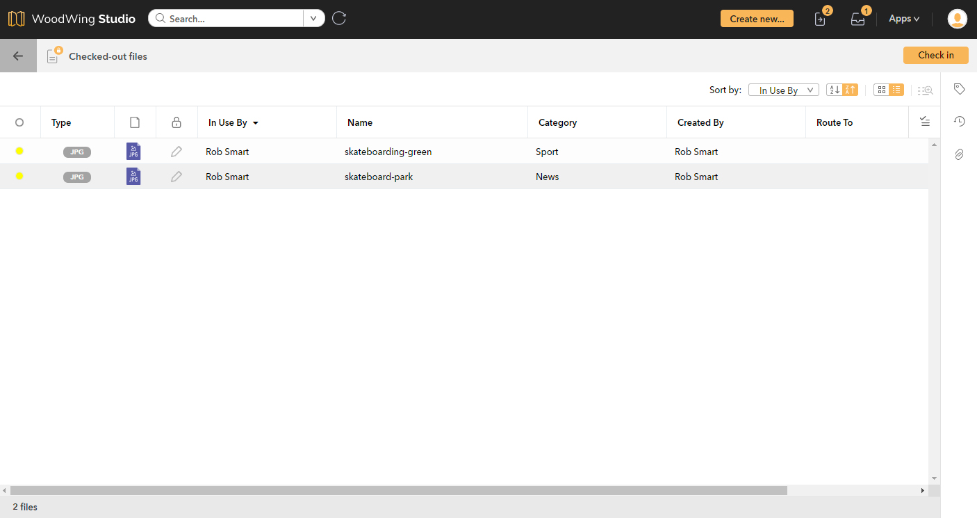 The Checked-out files page