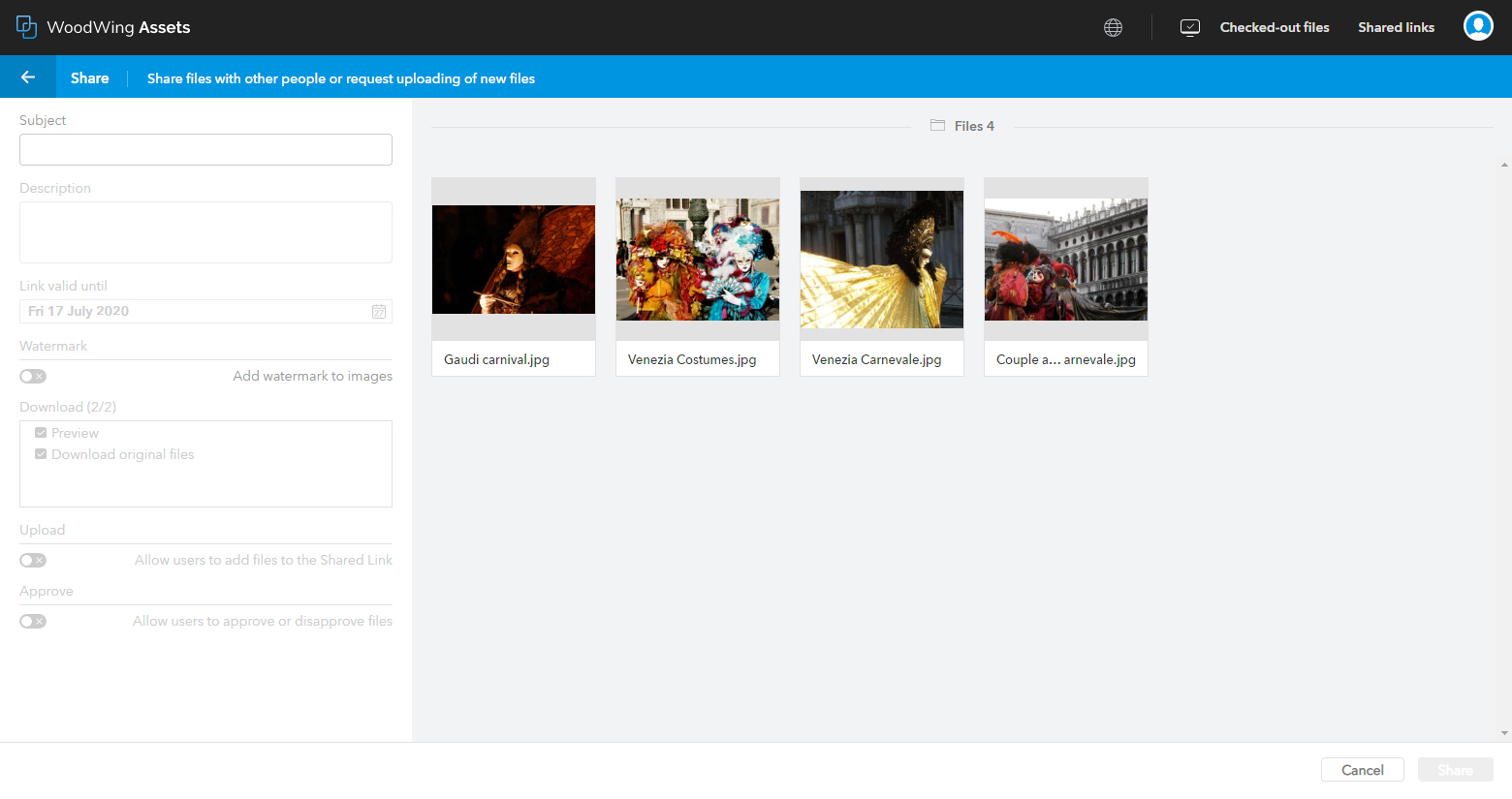Creating a Shared Link